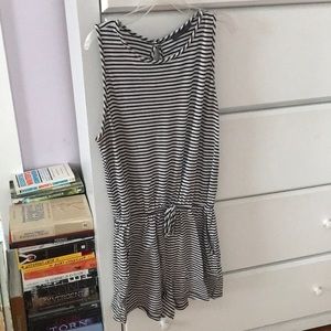 Navy and White Striped Romper